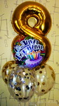 композиция из шаров на подарок с фольгировнной цифрой восем и шаром с днем рождения