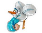 Фольгированные гелиевые шары аист голубой для мальчика