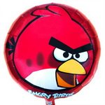 круглый фольгированный шар: angry birds красная