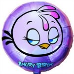 круглый фольгированный шар: angry birds фиолетовая
