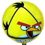 круглый фольгированный шар: angry birds желтая