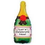 фольгированный шар в форме бутылка шампанского для взрослых с надписью: lets celebrate now, давайте праздновать