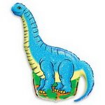 фольгированный шар голубой динозавр длинношеий бронтозавр
