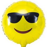желтый фольгированный шар смайлик эмодзи крутой в очках