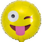 желтый фольгированный шар улыбка эмодзи подмигивающий