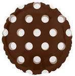 круглый фольгированный шар коричневый в горошек