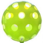 круглый фольгированный шар зеленый в горошек