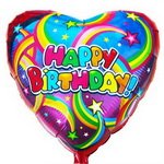 фольгированный шар в форме сердца: happy birthday со звездами