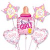 букет из фольгированных шаров в форме бутылочки для новорожденного, сердец и кругов для встречи с роддома девочки с надписью это девочка