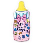 фольгована куля пляшечка рожева для дівчинки з написом: it's a girl