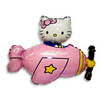 фольгировынный шар hello kitty на розовом самолете
