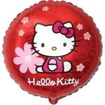 фольгированный шар круг: hello kitty с цветами