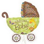фольгована куля коляска дитяча з написом: welcome baby