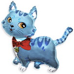 фольгована куля кішка з бантом блакитна
