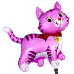 фольгована куля кішечка з шарфом рожева