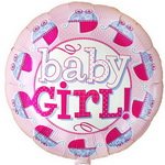 шар из фольги круглый для встречи из роддома девочке с надписью baby girl
