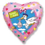 фольгировынный шар сердце для выписки из роддома с надписью sweet baby