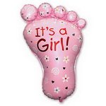 фольгировынный шар ножка девочки розовая с надписью: its a girl