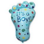 фольгована куля ніжка хлопчика блакитна з написом: it's a boy