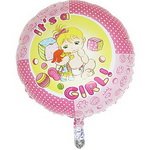 фольгировынный шар круг для новорожденной девочки с надписью у вас девочка, its a girl