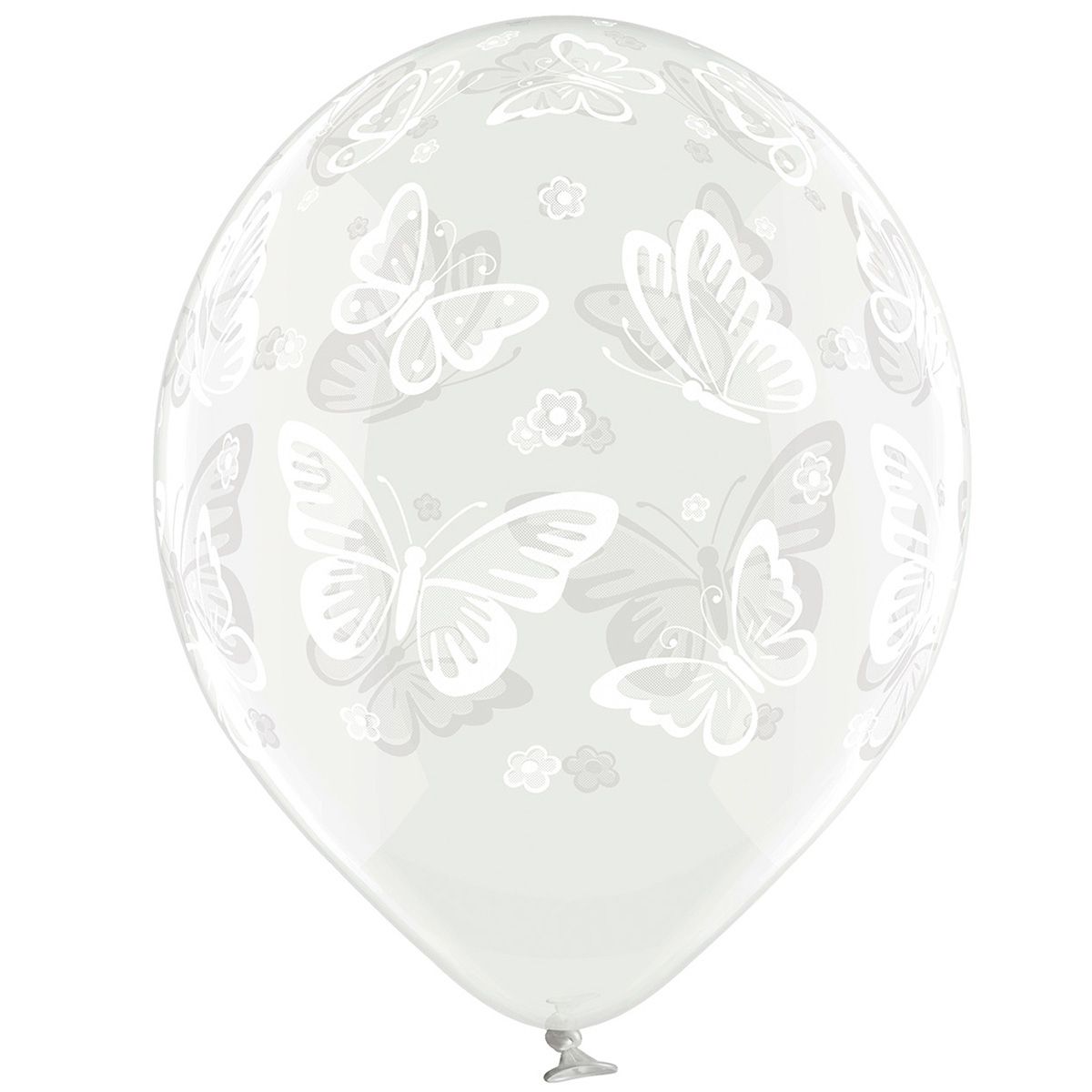 гламурные прозрачные гелиевые шарики на 8 марта с печатью бабочек