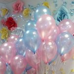 голубые и розовые гелиевые шарики нежный металлик 